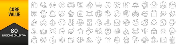 Colección de iconos de línea de valor principal Conjunto de iconos de IU grande en un diseño plano Paquete de iconos de contorno delgado Ilustración vectorial EPS10