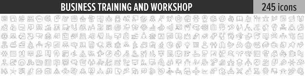 Colección de iconos lineales para capacitación y talleres empresariales