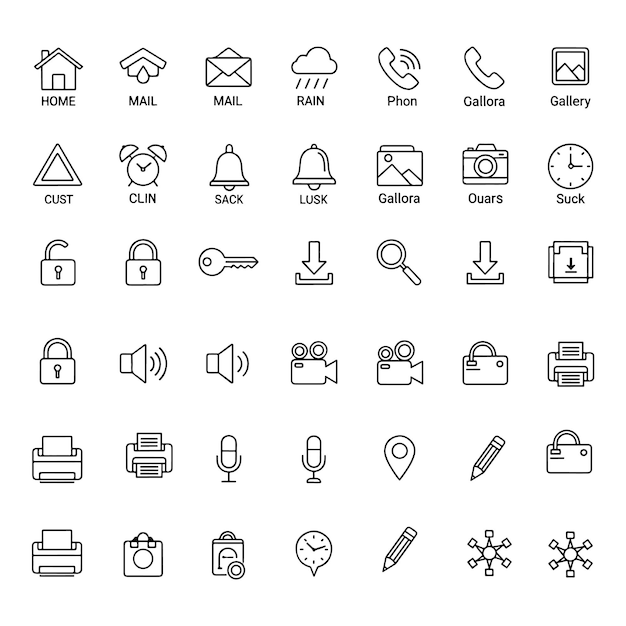 Colección de iconos lineales para el diseño de UIUX