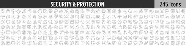 Vector colección de iconos lineales de seguridad y protección