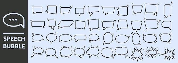 Colección de iconos de líneas de burbujas de voz Conjunto de pictogramas de línea web