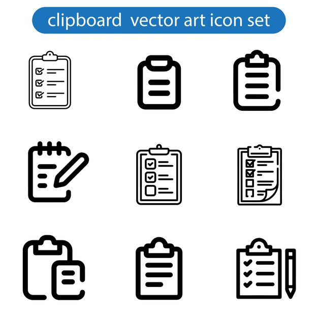 Colección de iconos de líneas delgadas con lista de comprobación del portapapeles informe de encuesta ilustración de arte vectorial
