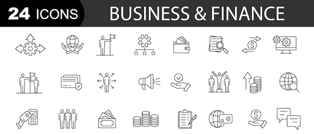 Colección de iconos de líneas de dinero y finanzas Ilustración vectorial