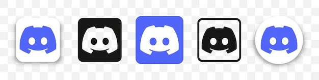 Colección de iconos del logo de Discord en diferentes estilos sobre un fondo transparente