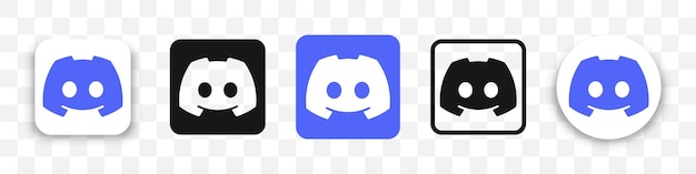 Colección de iconos del logo de discord en diferentes estilos sobre un fondo transparente