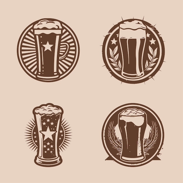 Vector colección de iconos de logotipo de cerveza vintage vector