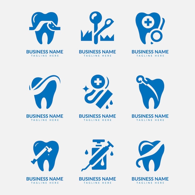 Vector colección de iconos de logotipo dental