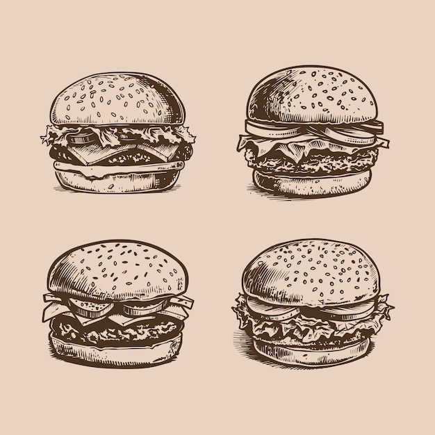colección de iconos de logotipo de hamburguesa vintage vector