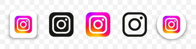 Colección de iconos del logotipo de instagram en un estilo diferente en un fondo transparente