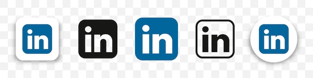 Colección de iconos del logotipo de linkedin en diferentes estilos sobre un fondo transparente