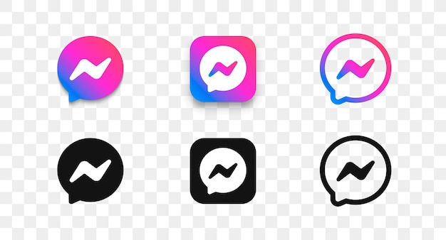 Colección de iconos de logotipo de messenger en diferentes estilos iconos de redes sociales ilustración vectorial