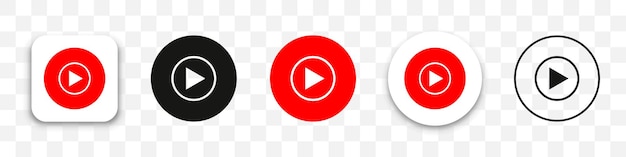 Vector colección de iconos del logotipo de la música de youtube en un estilo diferente en un fondo transparente