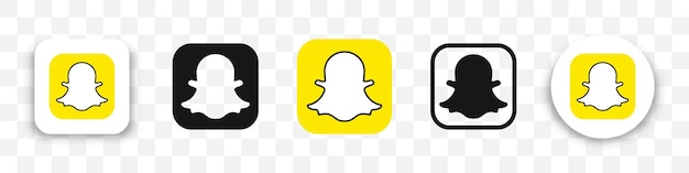 Colección de iconos del logotipo de Snapchat en un estilo diferente en un fondo transparente
