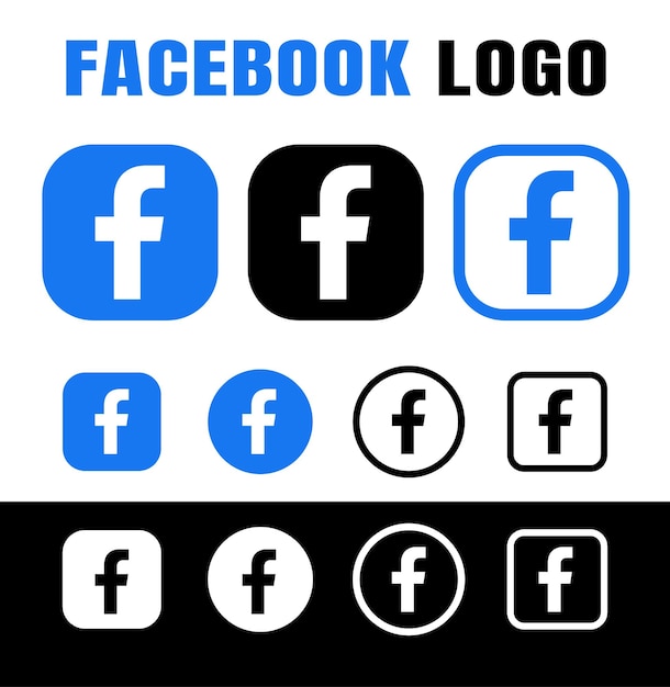 Colección de iconos de logotipos de redes sociales de Facebook en diferentes ilustraciones vectoriales de estilo
