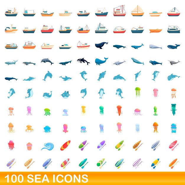 colección de iconos de mar aislado en blanco