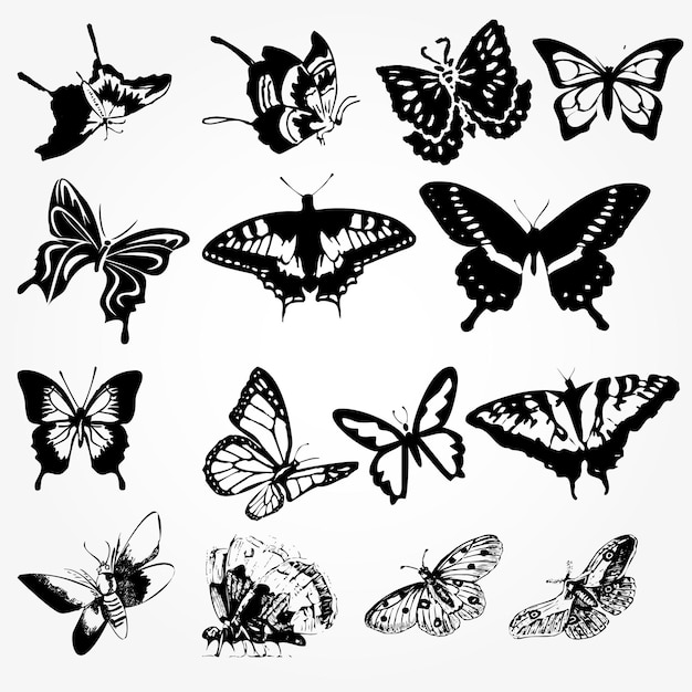 Vector colección de iconos de mariposas