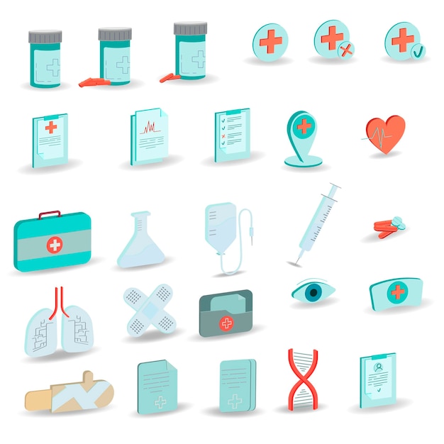 colección de iconos médicos isométricos en 3D