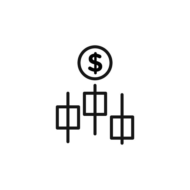 Colección de iconos del mercado de valores de Forex en negro