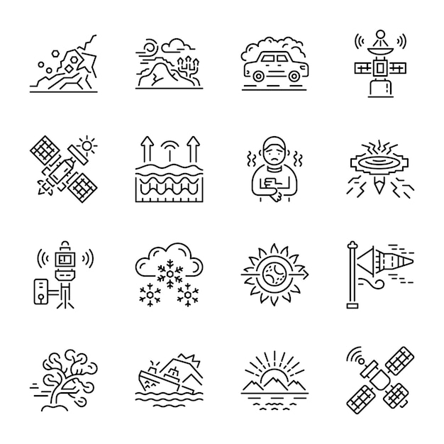 Colección de íconos de meteorología de estilo lineal