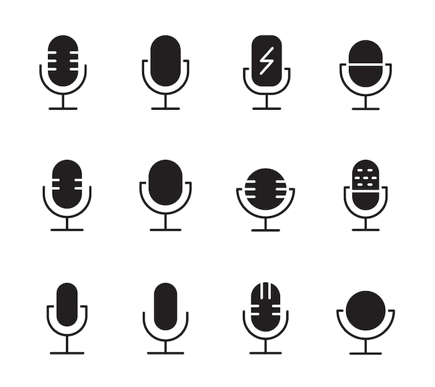 Colección de íconos de micrófono vectorial