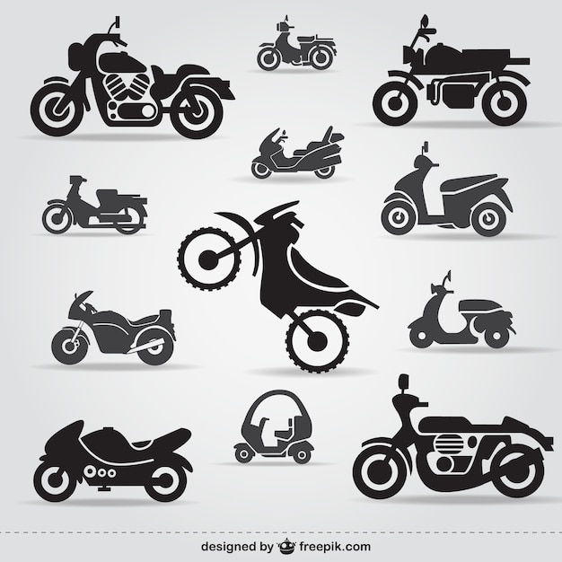 Vector colección de iconos de motos gratis