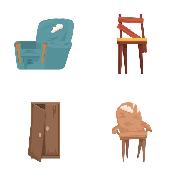 Colección de iconos de muebles de dibujos animados