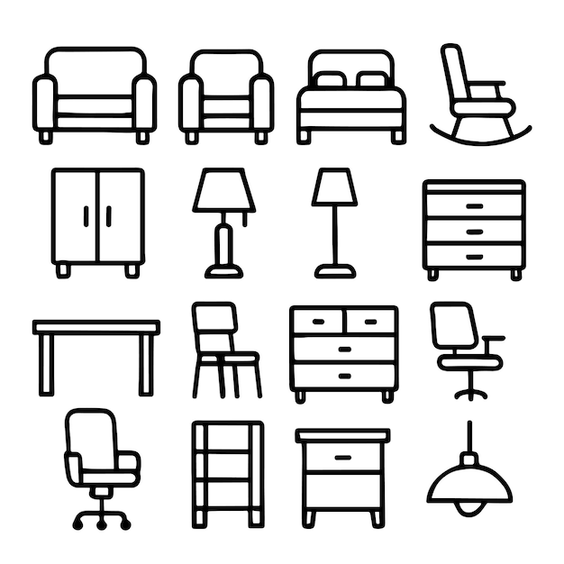 Colección de íconos de muebles