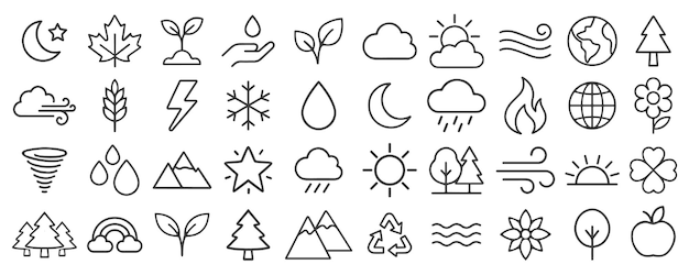 Colección de íconos de la naturaleza y el clima