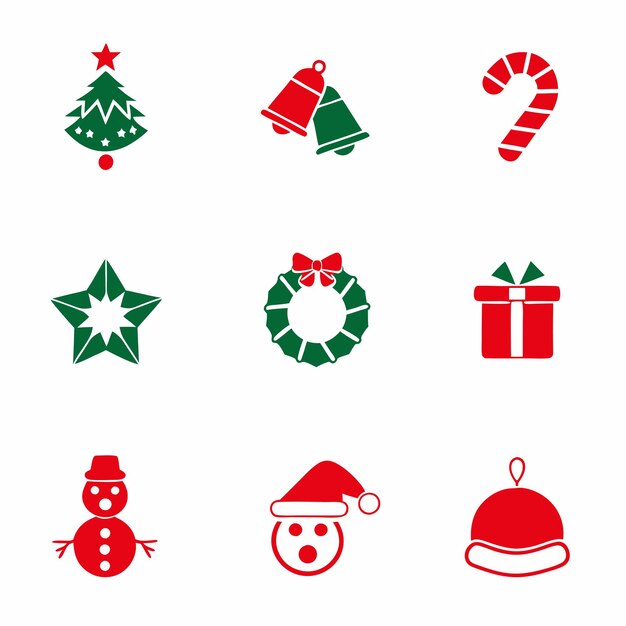 Una colección de iconos de Navidad, incluyendo Santa, Santa y Santa Claus.
