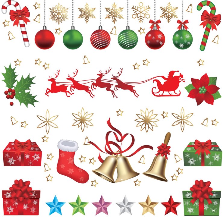 Vector una colección de iconos de navidad