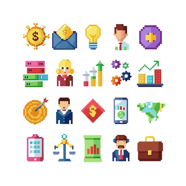 Colección de iconos de negocios y finanzas Ilustración vectorial para documentos, sitios web y aplicaciones