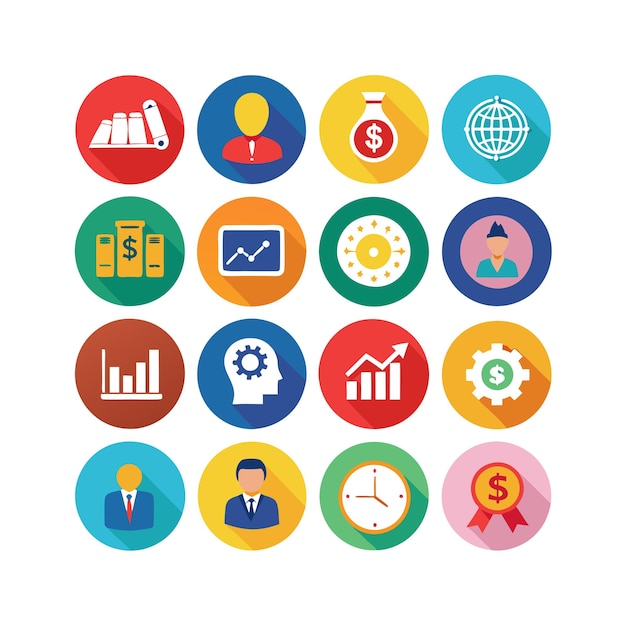 Colección de iconos de negocios y finanzas Ilustración vectorial para documentos, sitios web y aplicaciones