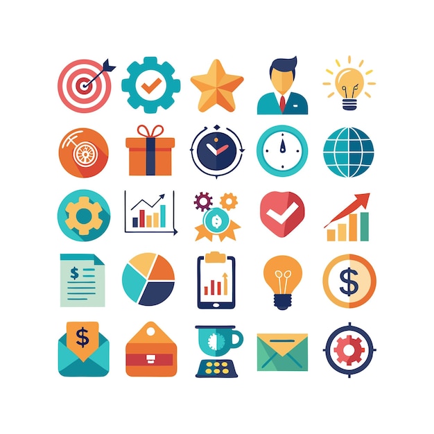Colección de iconos de negocios y finanzas Ilustración vectorial para documentos, sitios web y aplicaciones