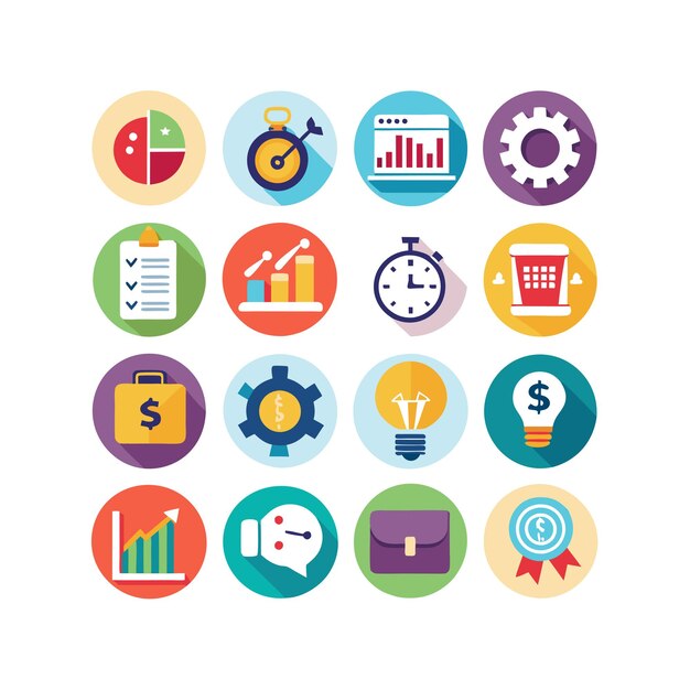 Colección de iconos de negocios y finanzas Ilustración vectorial para documentos, sitios web y aplicaciones