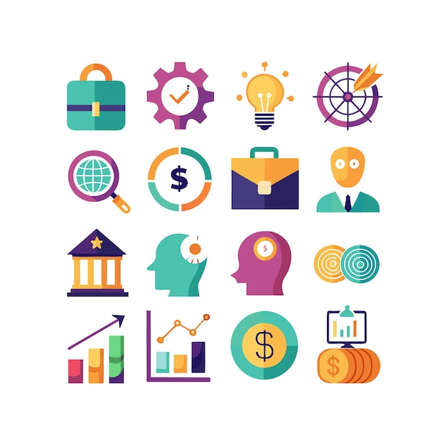 Colección de iconos de negocios y finanzas Ilustración vectorial para documentos, sitios web y aplicaciones