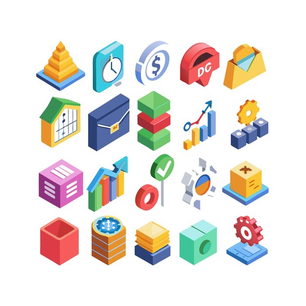 Colección de iconos de negocios y finanzas Ilustración vectorial para documentos, sitios web y aplicaciones
