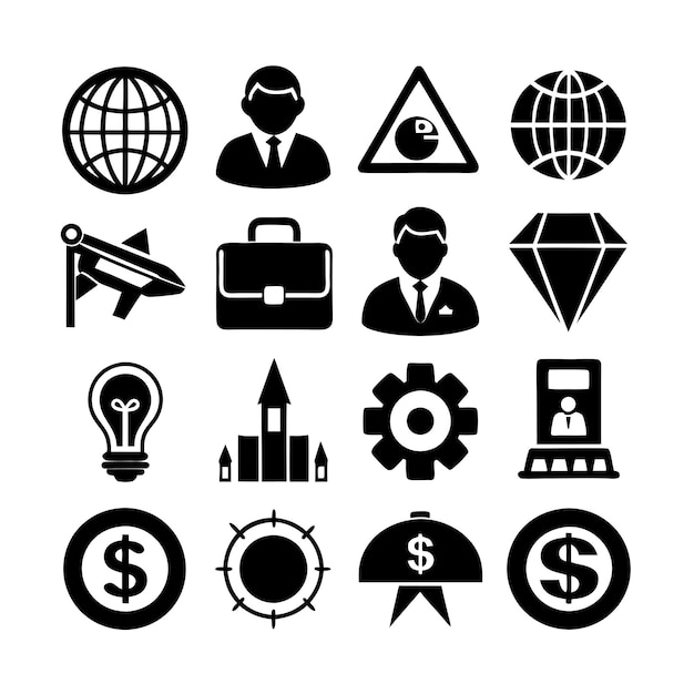 Colección de iconos de negocios y finanzas Ilustración vectorial para documentos, sitios web y aplicaciones