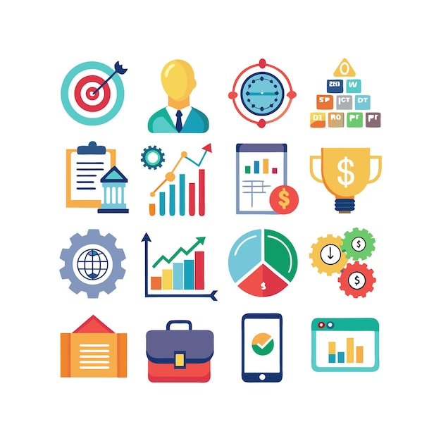 Colección de iconos de negocios y finanzas Ilustración vectorial para documentos, sitios web y aplicaciones