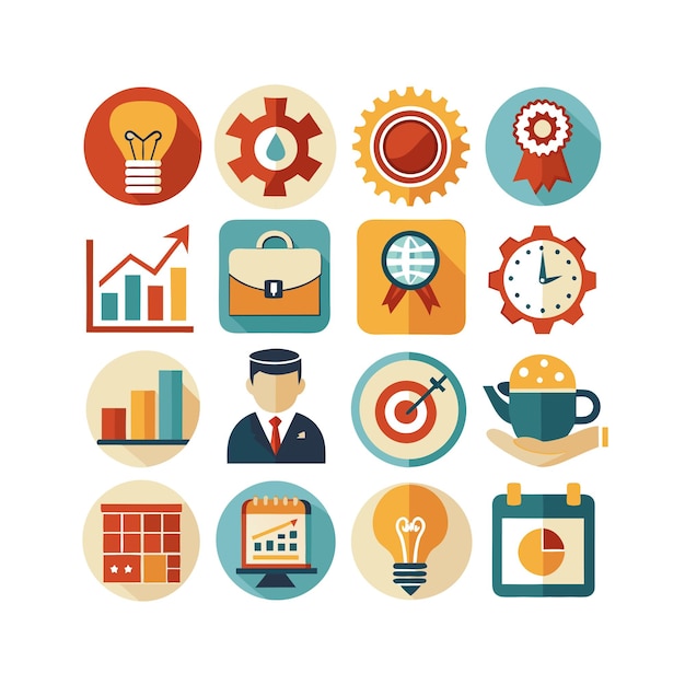 Colección de iconos de negocios y finanzas Ilustración vectorial para documentos, sitios web y aplicaciones