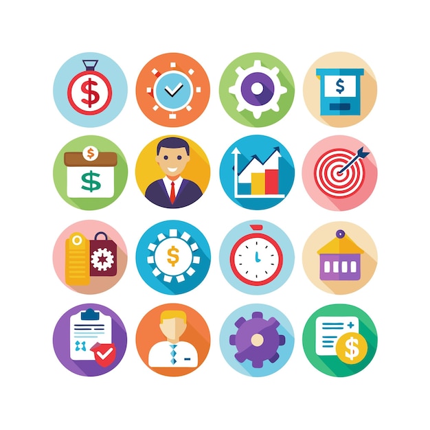 Colección de iconos de negocios y finanzas Ilustración vectorial para documentos, sitios web y aplicaciones