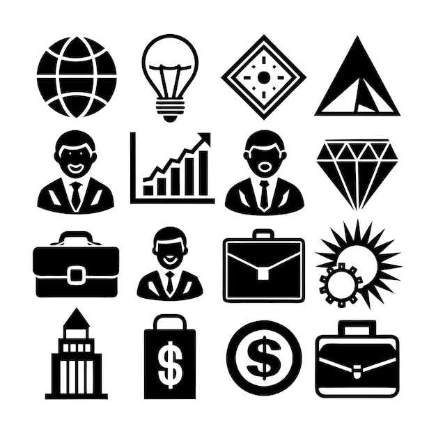 Colección de iconos de negocios y finanzas Ilustración vectorial para documentos, sitios web y aplicaciones