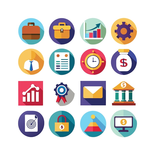 Colección de iconos de negocios y finanzas Ilustración vectorial para documentos, sitios web y aplicaciones