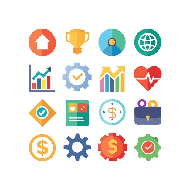 Colección de iconos de negocios y finanzas Ilustración vectorial para documentos, sitios web y aplicaciones