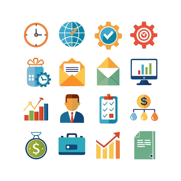 Colección de iconos de negocios y finanzas Ilustración vectorial para documentos, sitios web y aplicaciones