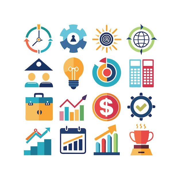 Colección de iconos de negocios y finanzas Ilustración vectorial para documentos, sitios web y aplicaciones