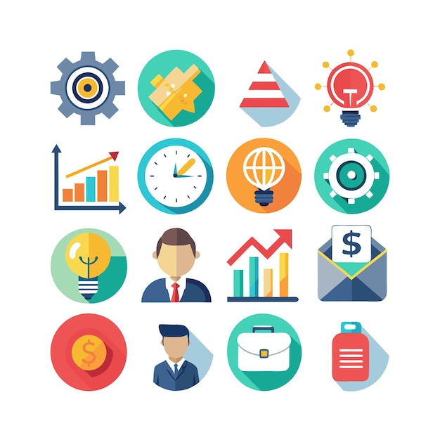 Colección de iconos de negocios y finanzas Ilustración vectorial para documentos, sitios web y aplicaciones