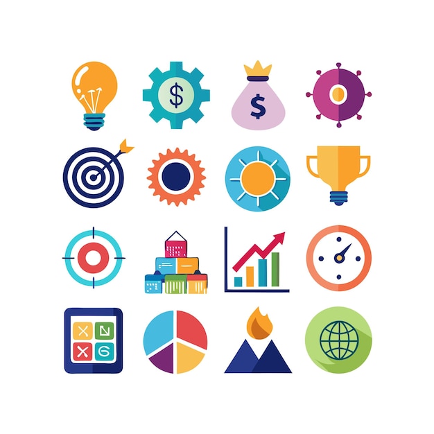 Colección de iconos de negocios y finanzas Ilustración vectorial para documentos, sitios web y aplicaciones