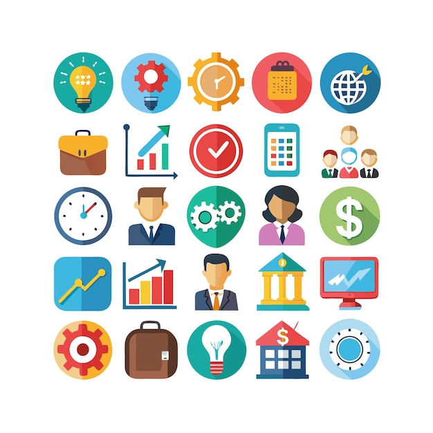 Colección de iconos de negocios y finanzas Ilustración vectorial para documentos, sitios web y aplicaciones