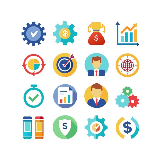 Colección de iconos de negocios y finanzas Ilustración vectorial para documentos, sitios web y aplicaciones