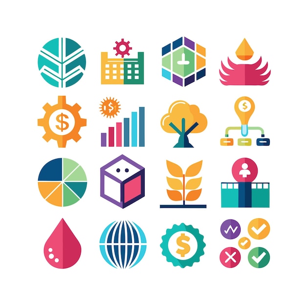 Colección de iconos de negocios y finanzas Ilustración vectorial para documentos, sitios web y aplicaciones